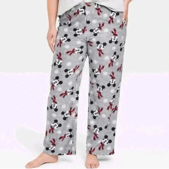 Disney mickey mouse pajama bottoms ladies gray fleece size 2x - Picture 1 of 4